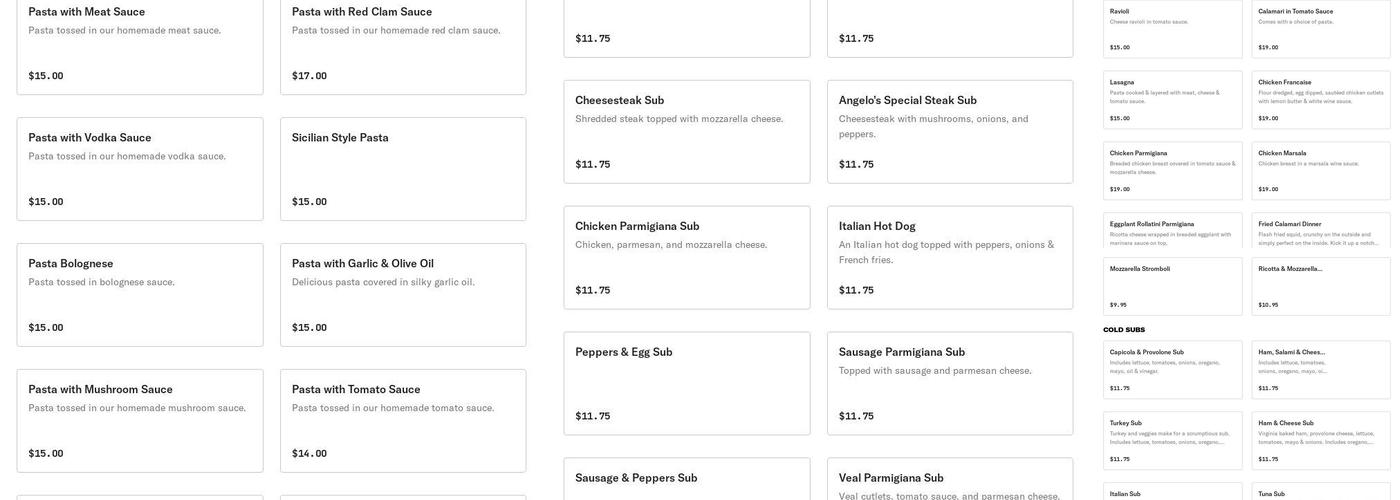 Angelo's Pizzeria Menu