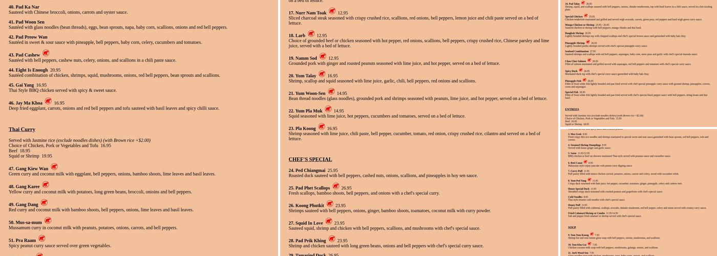 Thai Kitchen Menu