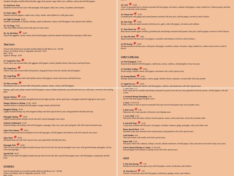 Thai Kitchen Menu