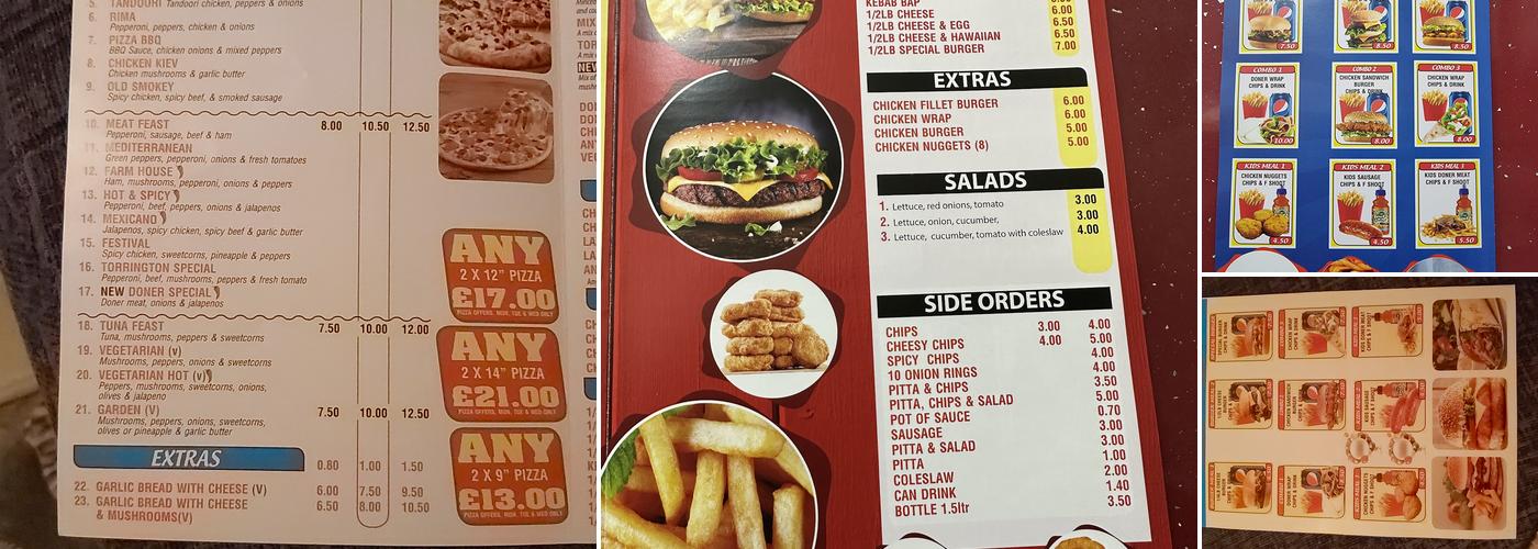 Torrington Charcoal Grill Menu