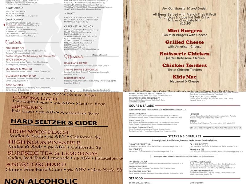 Redstone American Grill Menu