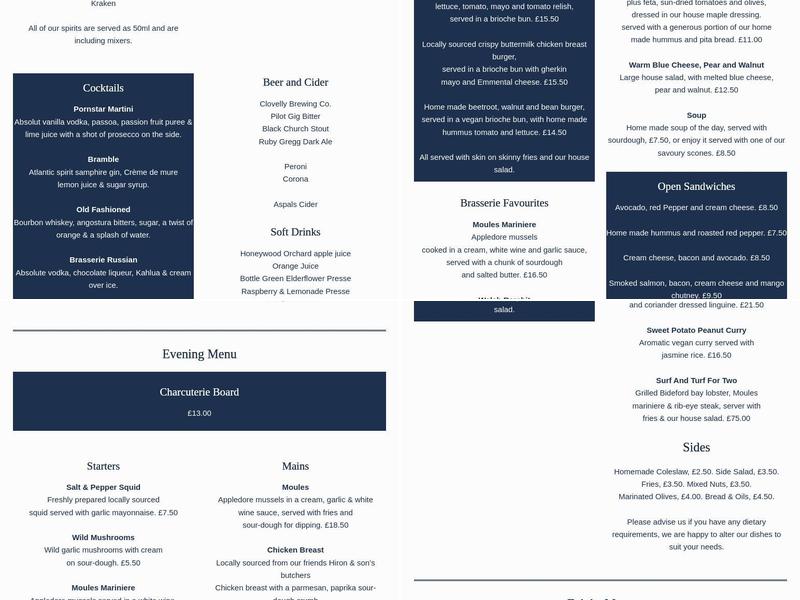 The Mill Street Brasserie Menu