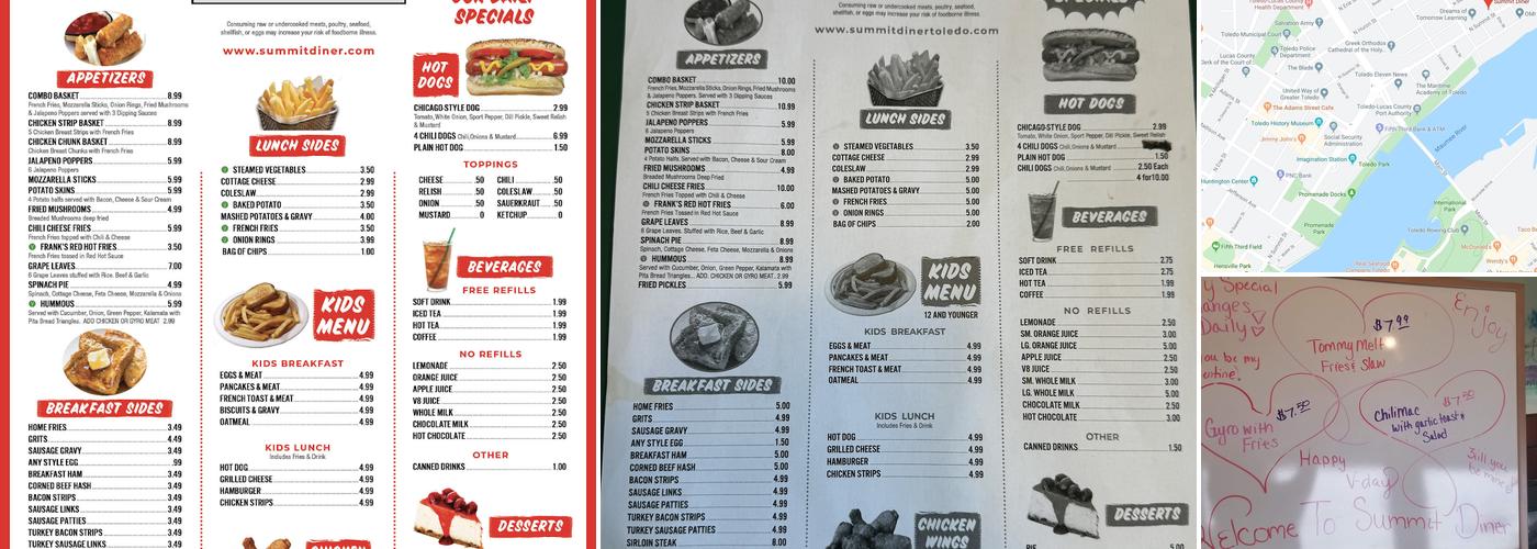 Summit Diner Menu