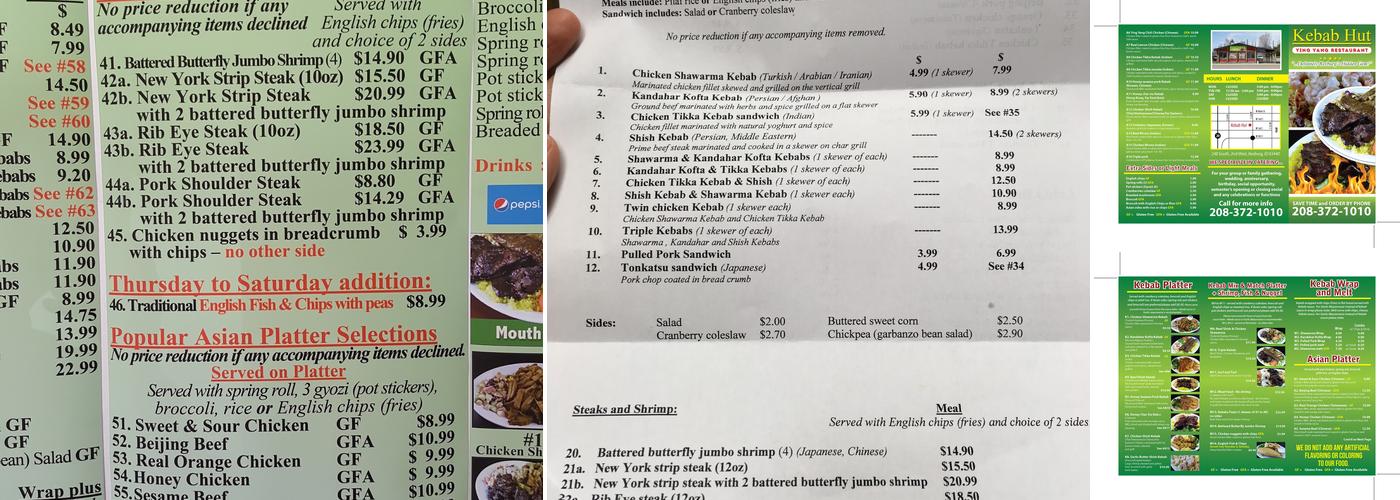 Kebab Hut - Rexburg Menu