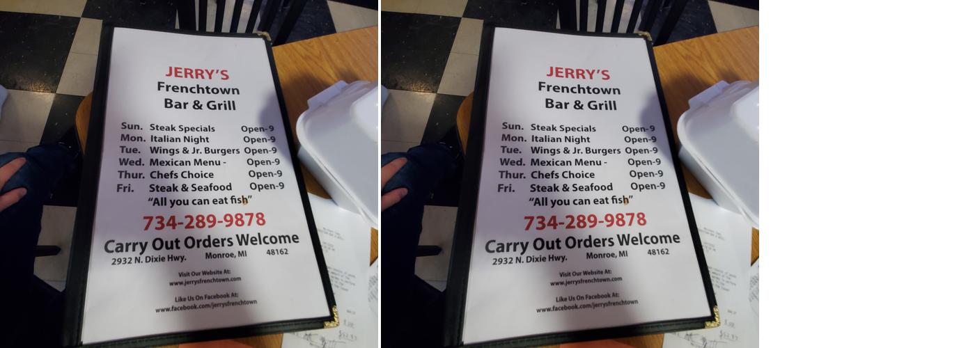 Jerry's Frenchtown Bar Menu