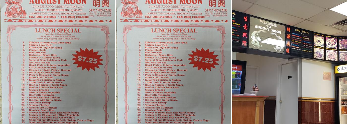 August Moon Menu