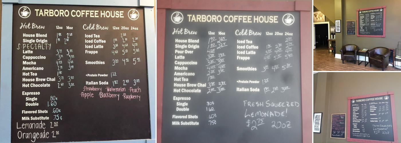 Tarboro Coffee House Menu