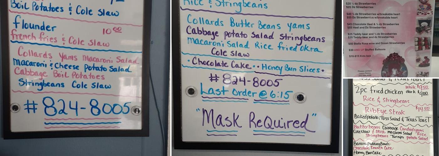 Everlean's Cafe Menu