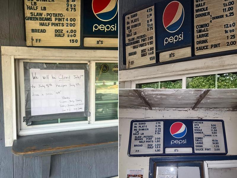 B's Barbecue Menu