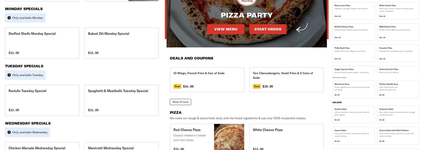 Pizza Party Menu