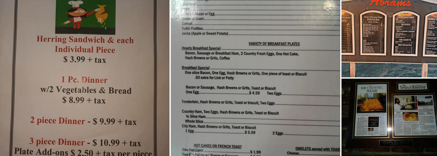 Abrams Bar-B-Q of Tarboro Menu