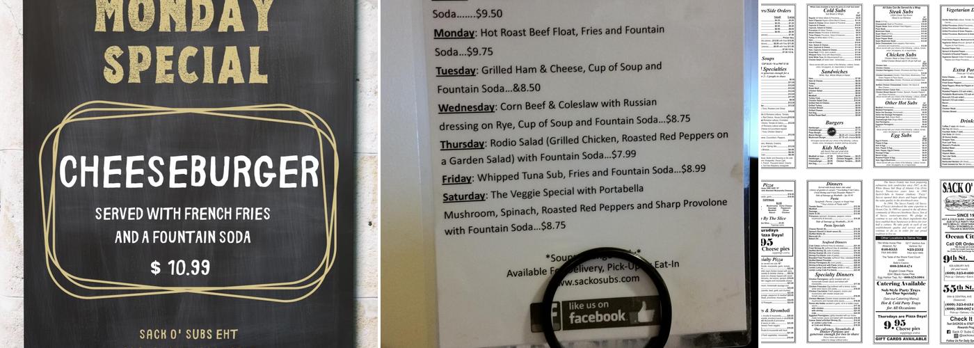 Sack O' Subs EHT Menu