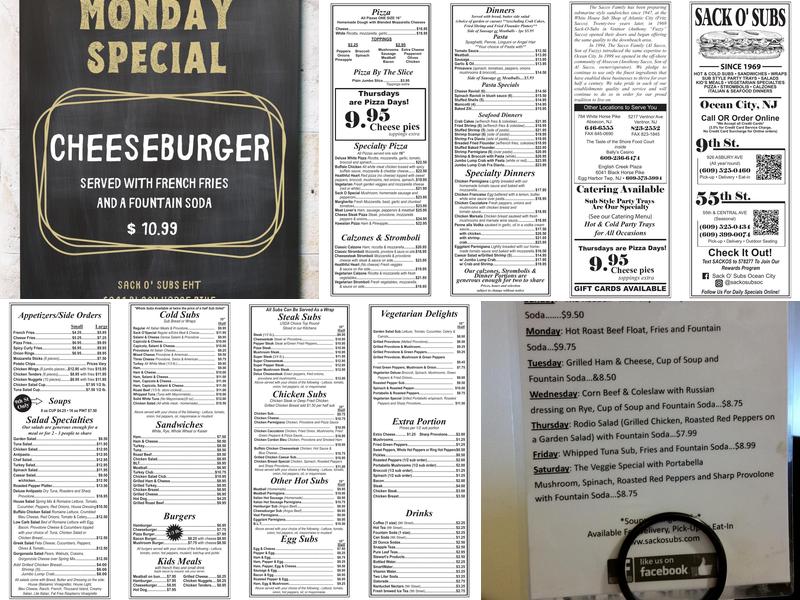 Sack O' Subs EHT Menu