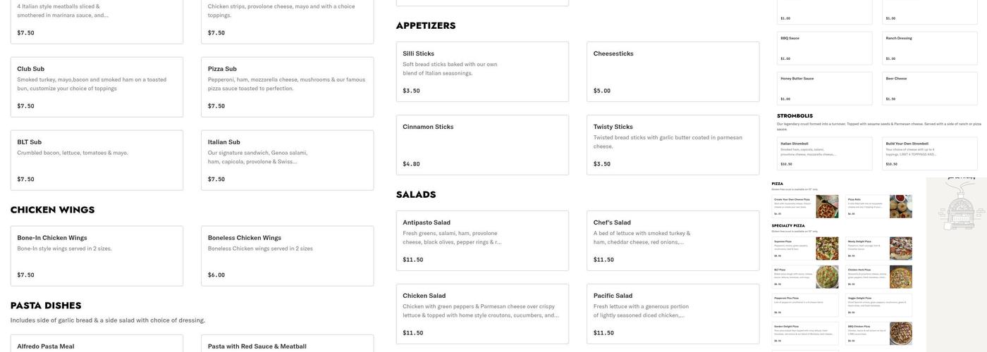 Buccilli's Pizza Menu