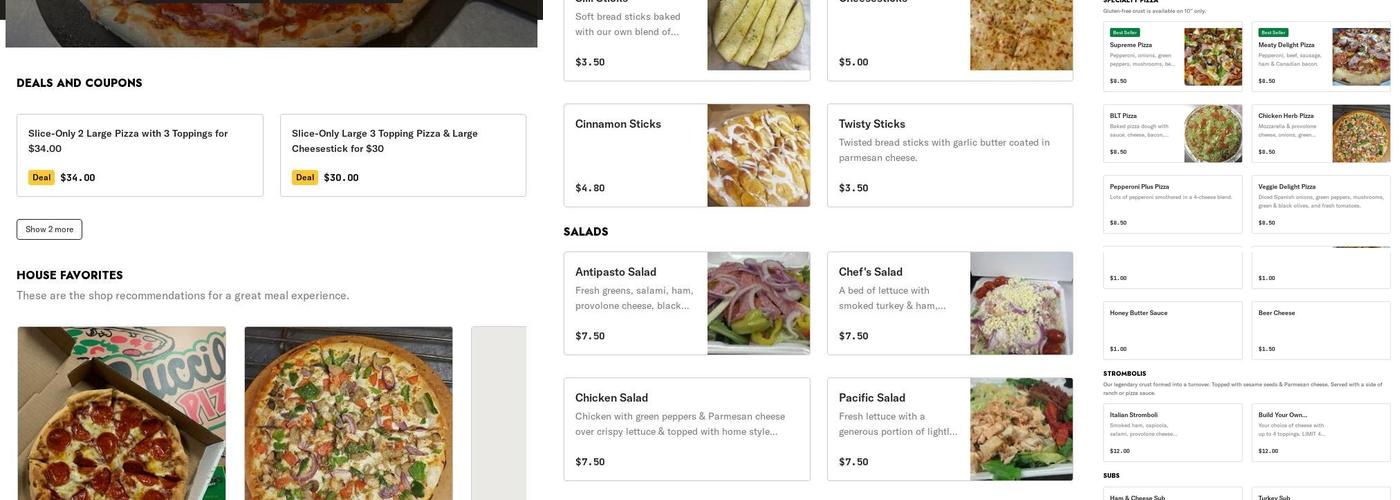 Buccilli's Pizza Menu
