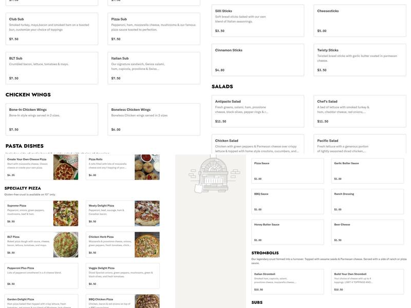 Buccilli's Pizza Menu