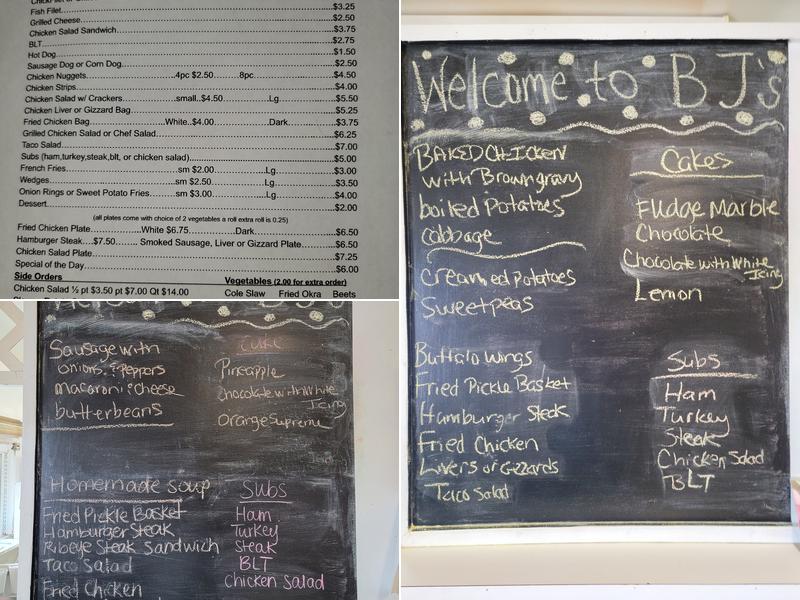 BJ's Cafe Menu