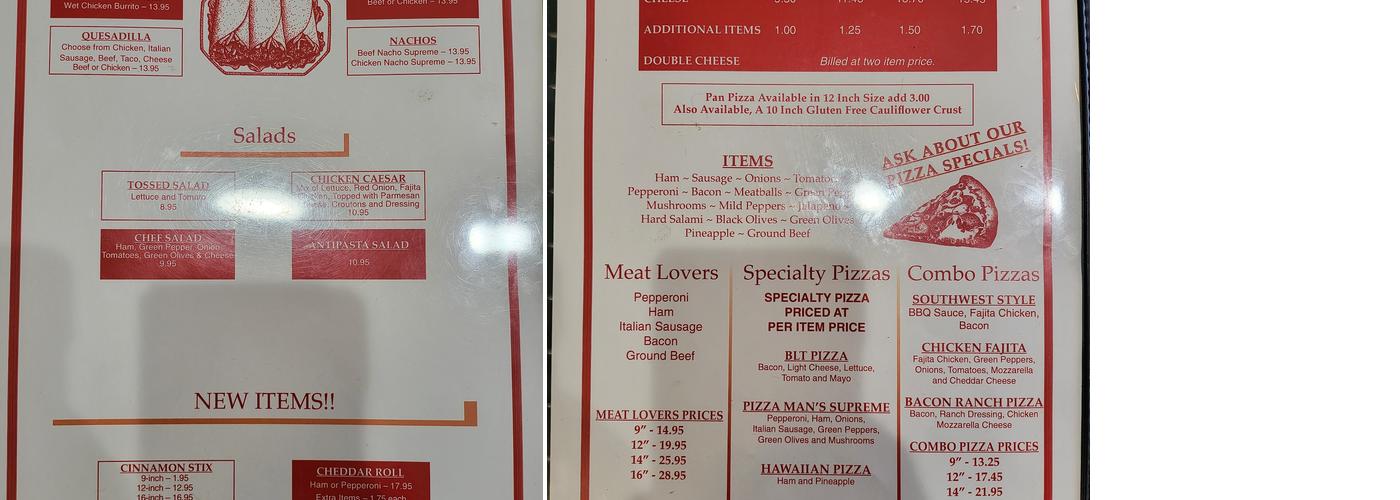 Pizza Man Menu