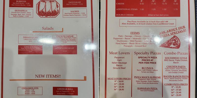 Pizza Man Menu