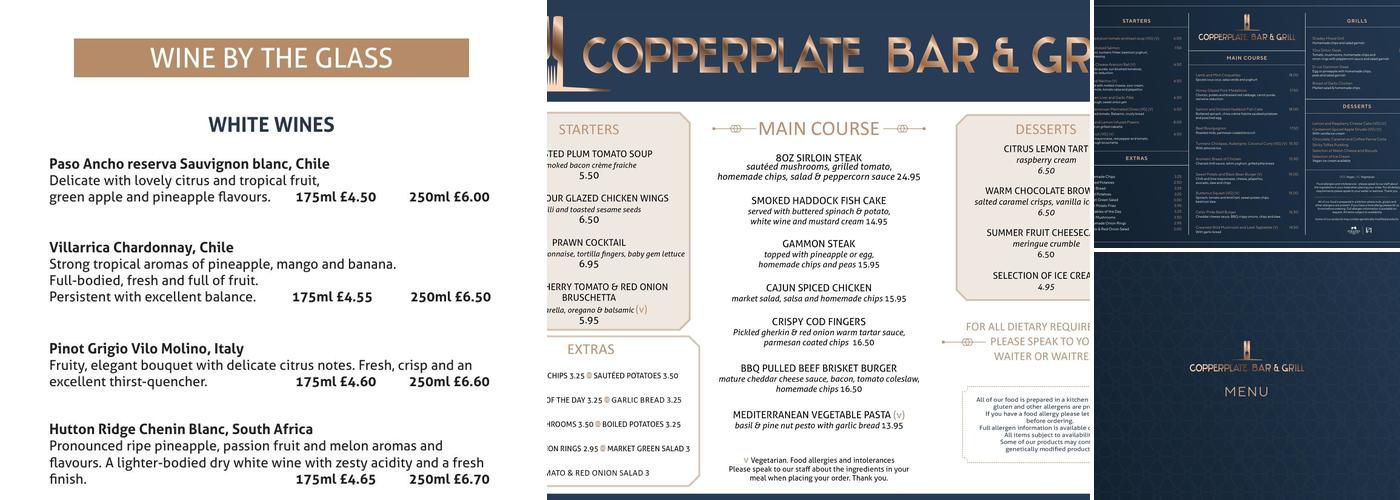 Copperplate Bar & Grill Menu