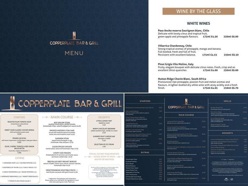 Copperplate Bar & Grill Menu