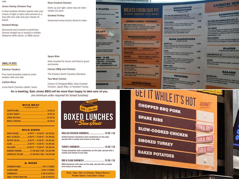 Sam Jones BBQ Menu