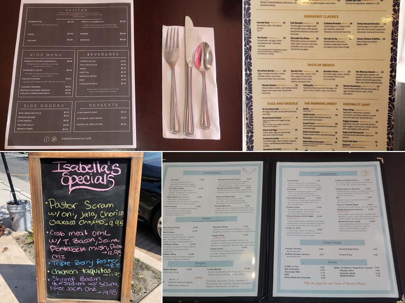 Isabella's Ventnor Cafe Menu