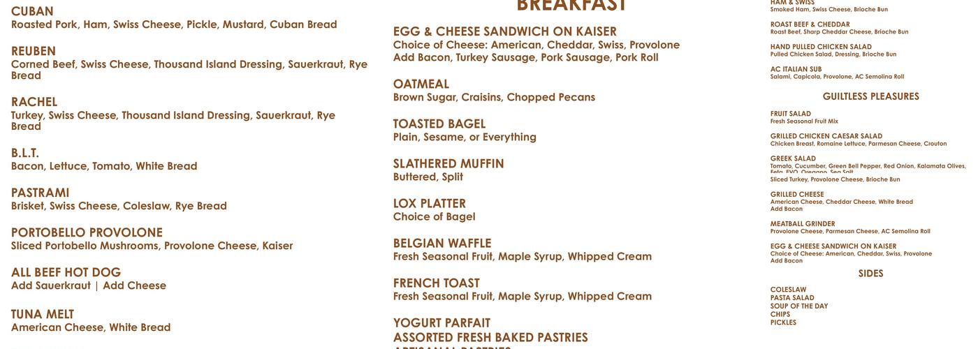 Bread & Butter Menu