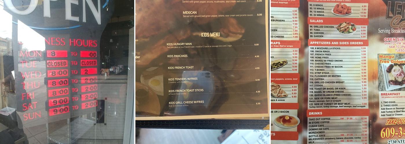Lenox Cafe Menu