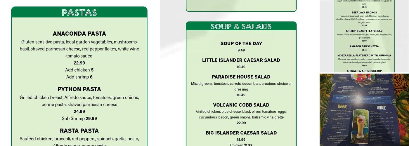 Rainforest Cafe Menu