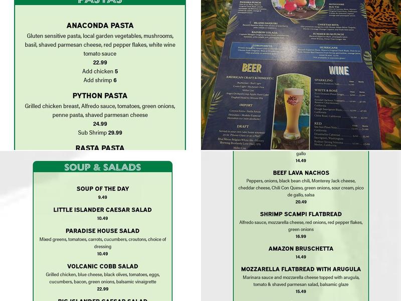 Rainforest Cafe Menu