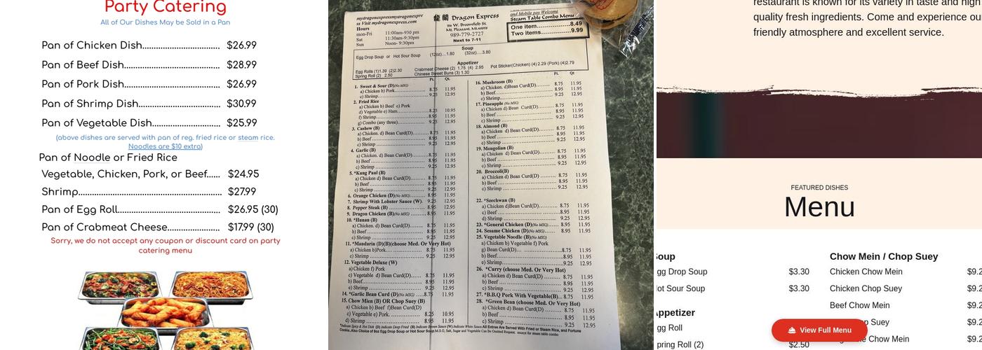 Dragon Express Menu