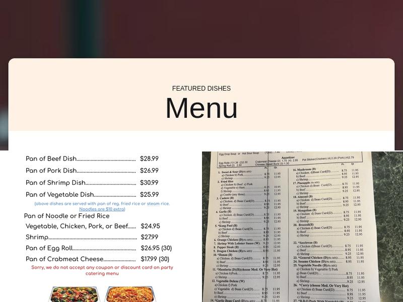 Dragon Express Menu