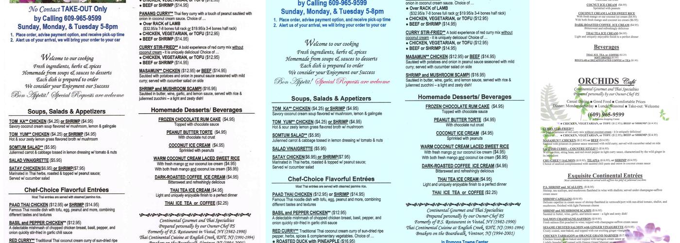 Orchids Cafe Menu