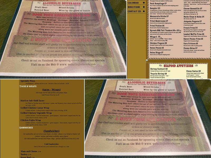 Watering Hole Cafe Menu