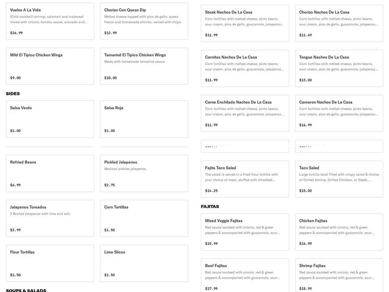 El Tipico Menu