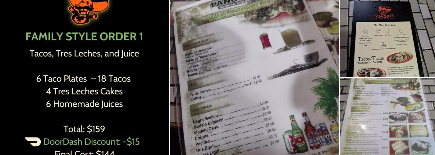 Pancho's Mexican Taqueria Menu