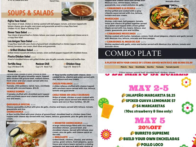 Los Amigos of Mt. pleasant Mexican Restaurant Menu