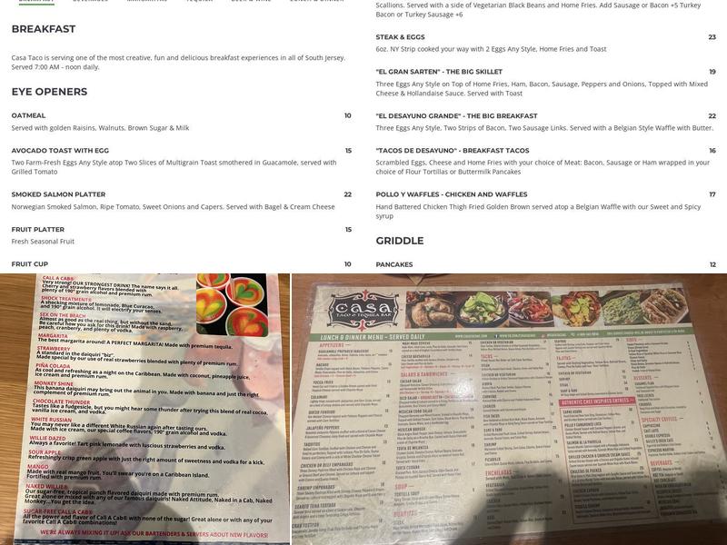Casa Taco & Tequila Bar Menu
