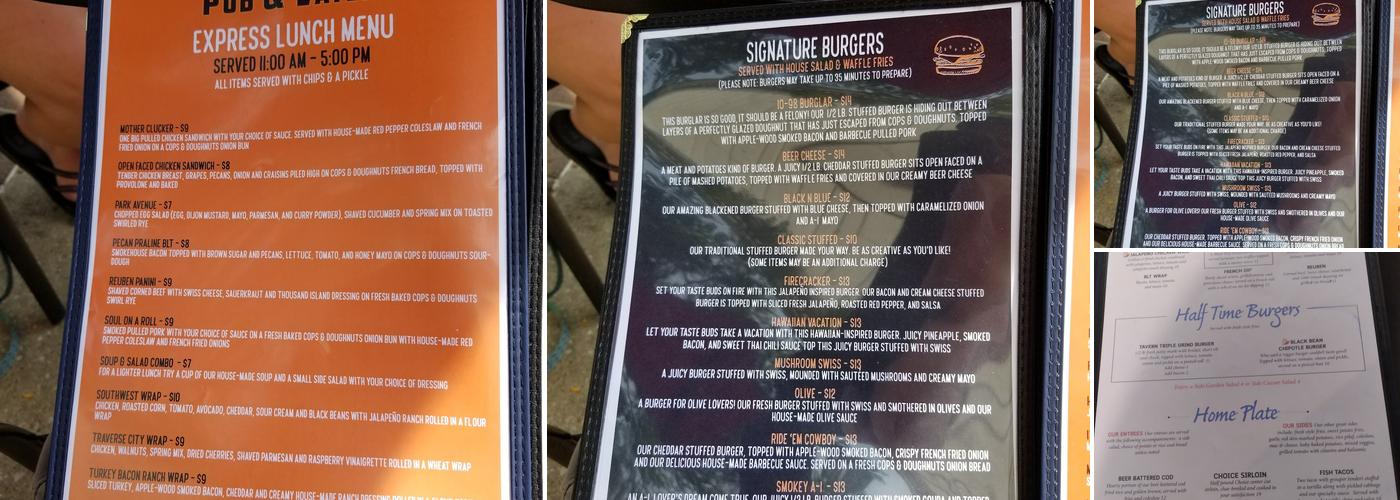 Timeout Tavern Menu