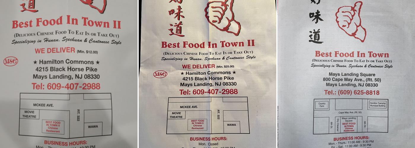 Best Food In Town II Menu