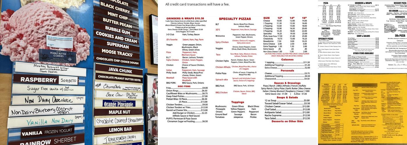 3D's Pizza + Catering Menu