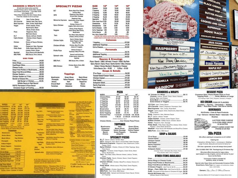 3D's Pizza + Catering Menu