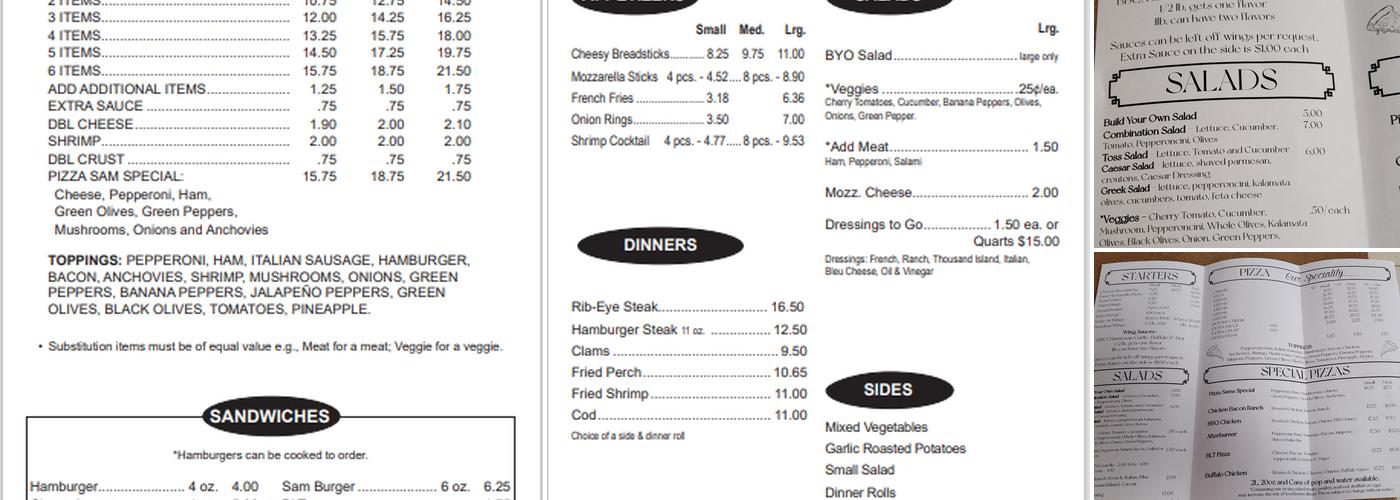 Pizza Sam Menu