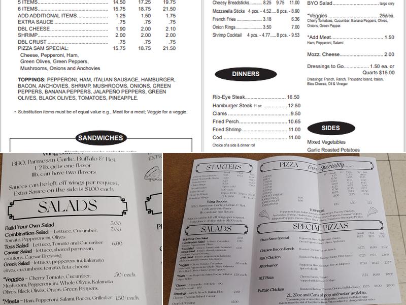 Pizza Sam Menu