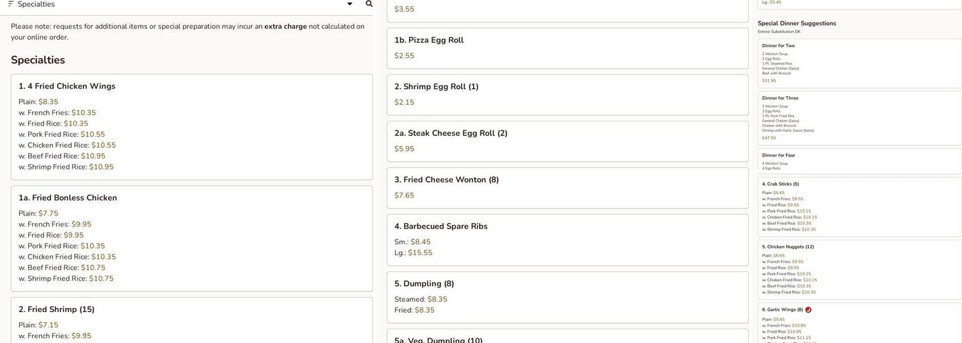 Hoon King Menu