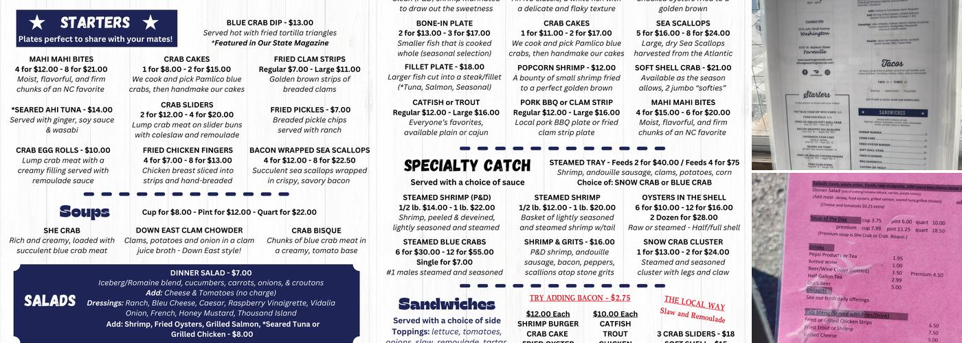 Washington Crab Menu