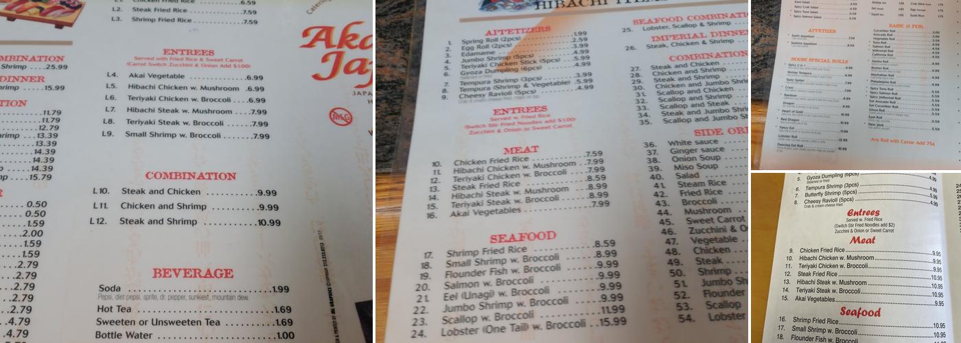 Akai Japan Menu