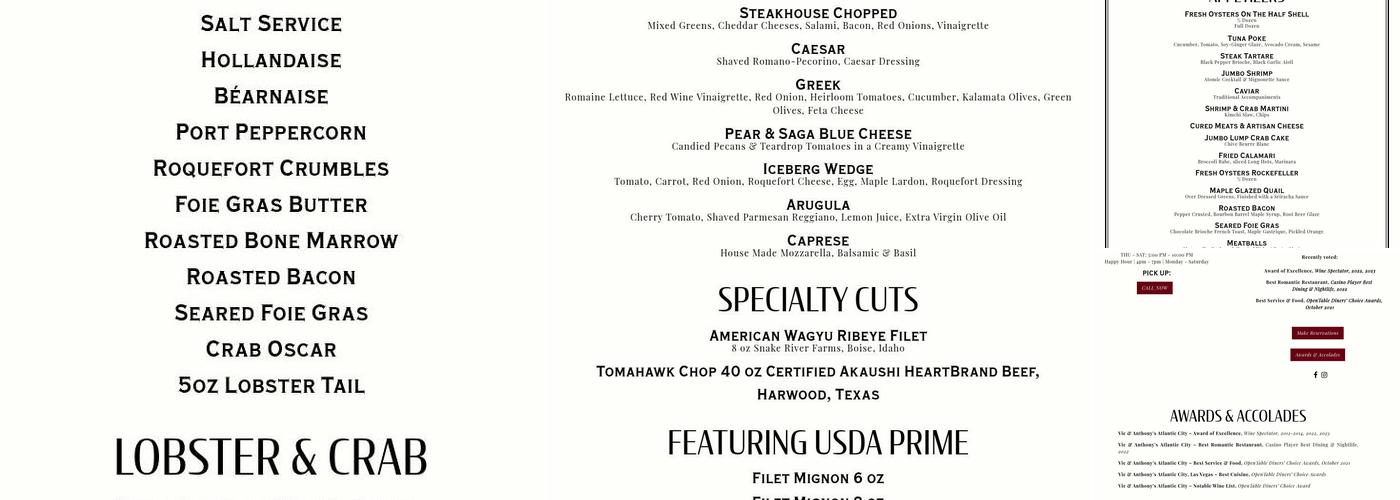 Vic & Anthony's Steakhouse Menu