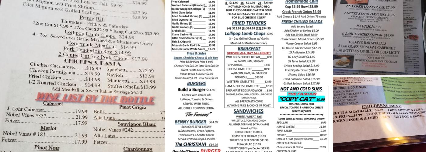 Black Cat Bar & Grill Menu